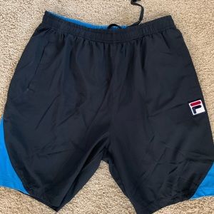 Black w/blue stripe Fila tennis shorts